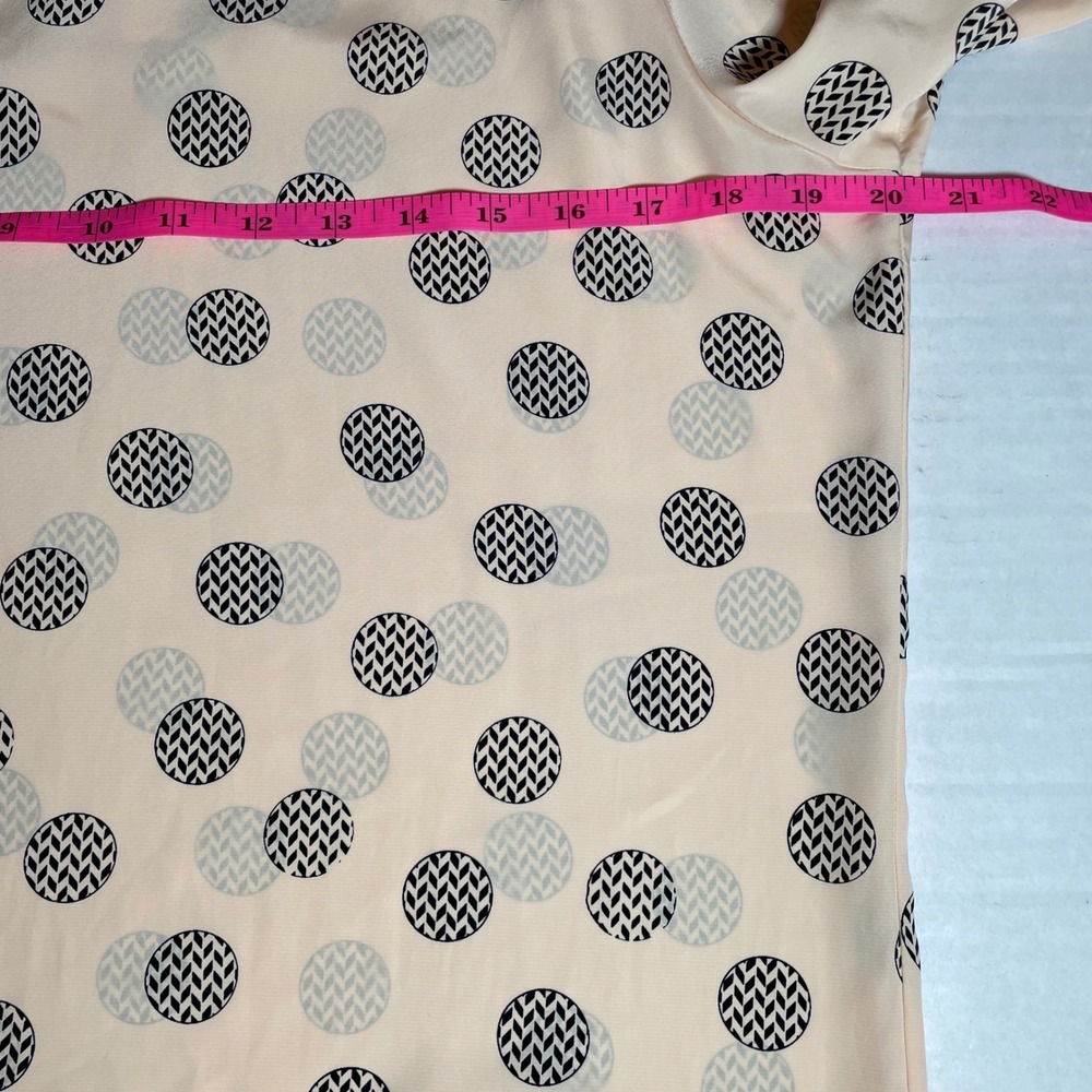 Tess Paris Milano Womens Polka Dot Blouse Size 4 Peach Short Sleeve Buttery Soft - Picture 4 of 5